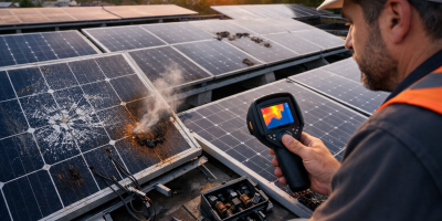 Panneaux solaires défectueux avec signes de panne visibles avant expiration de la garantie